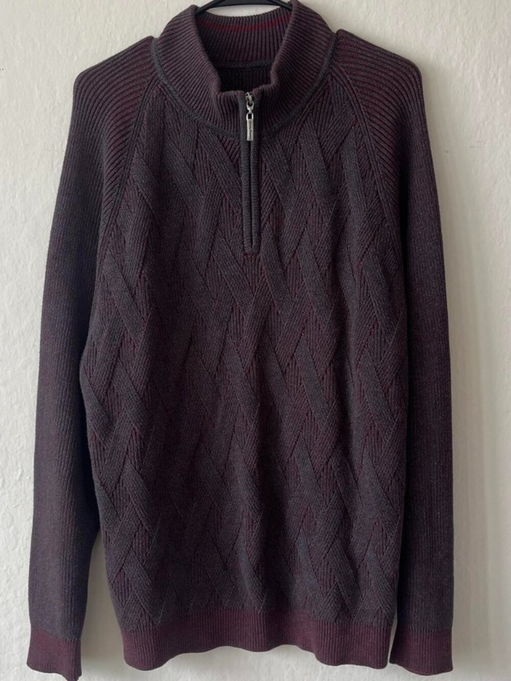 Tommy Bahama Quarter Zip Sweater 100% Cotton XL Burgundy